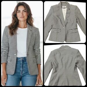 Calvin Klein Blazer Jacket Black and White with Silver Button Striped Size 4